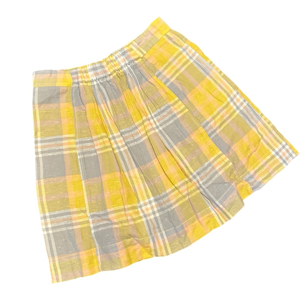 Fossil Yellow Gray Plaid Cotton Skirt Size Medium - Picture 2 of 5